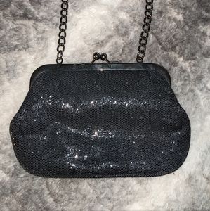 Express Evening Bag Clutch Micro Sequined Snap Closure Tuckable Strap Small NEW.